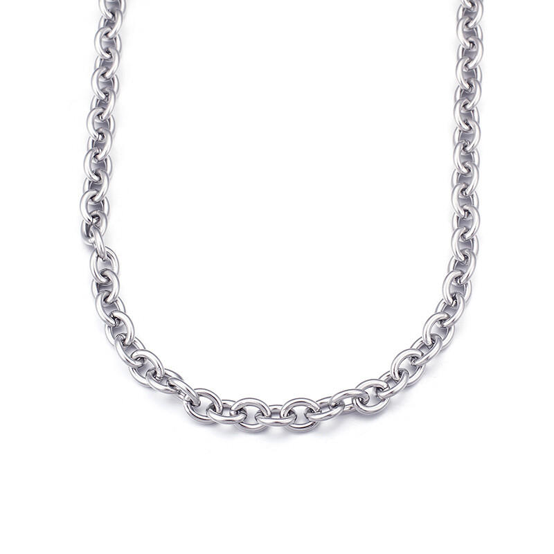 GNAYY 8mm 24” stainless steel Silver Smooth Oval Chain necklace Modern Bling