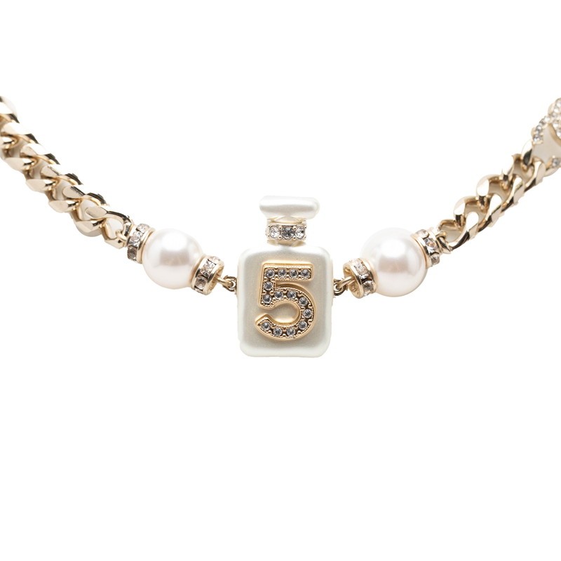 CHANEL COCO Mark No. 5 Perfume Bottle Chain Pendant Necklace A22S stamp 【U…