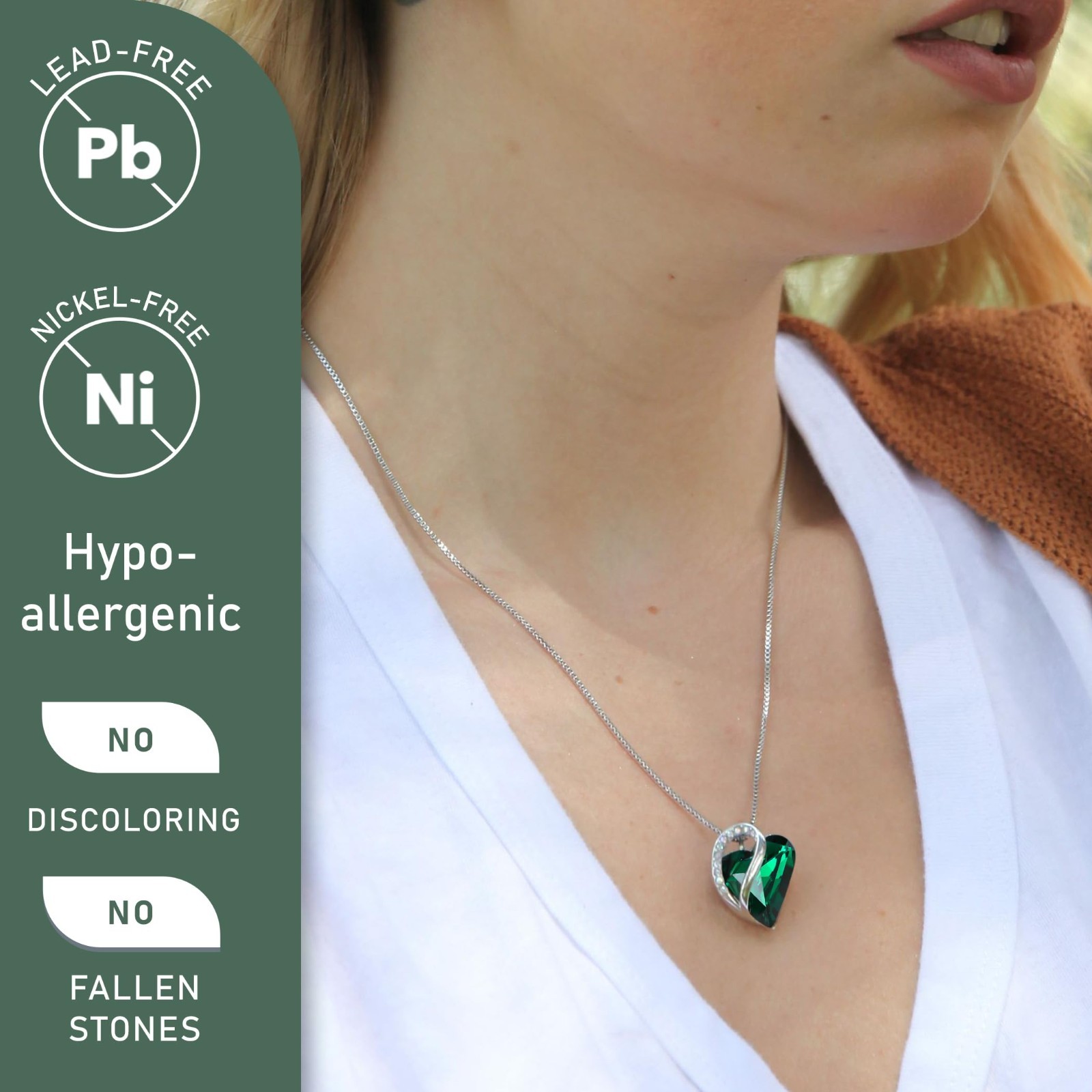 Infinity Love Birthstone Heart Crystal Pendant Necklace – Adjustable 18″ Jewelry