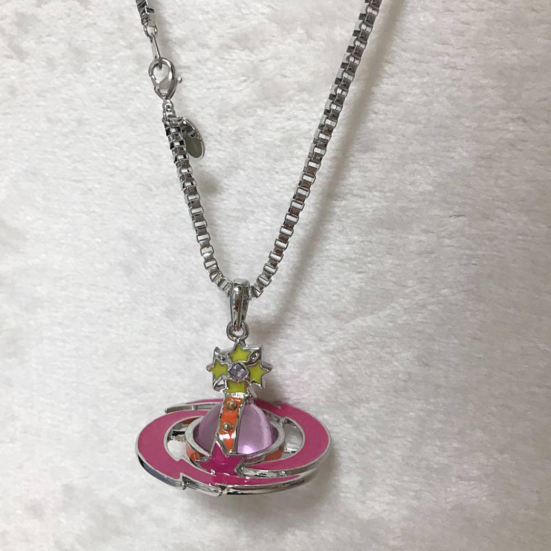 Vivienne Westwood Shooting Star Small Orb Necklace Pink Star IN BOX C.80 T.4.5cm