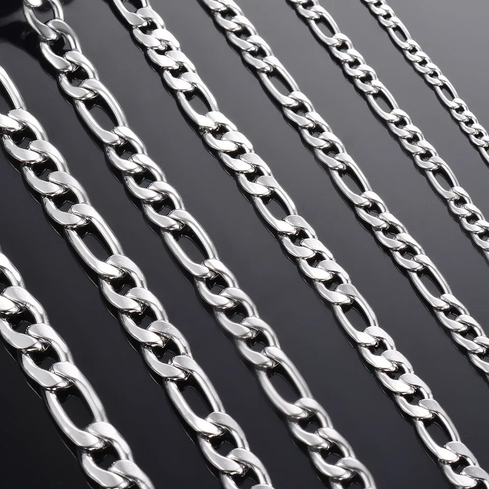 925 Sterling Silver Necklace Figaro Chain 2-12mm 40-75cm Women Jewelry