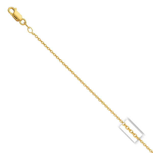 Solid Rolo Round Cable Chain Necklace Real 14K Yellow Gold