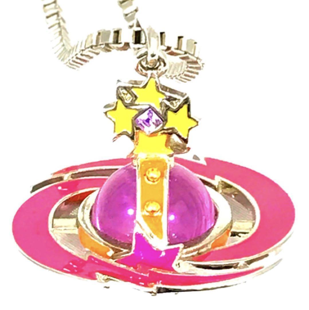 Vivienne Westwood Shooting Star Small Orb Necklace Pink Star IN BOX C.80 T.4.5cm
