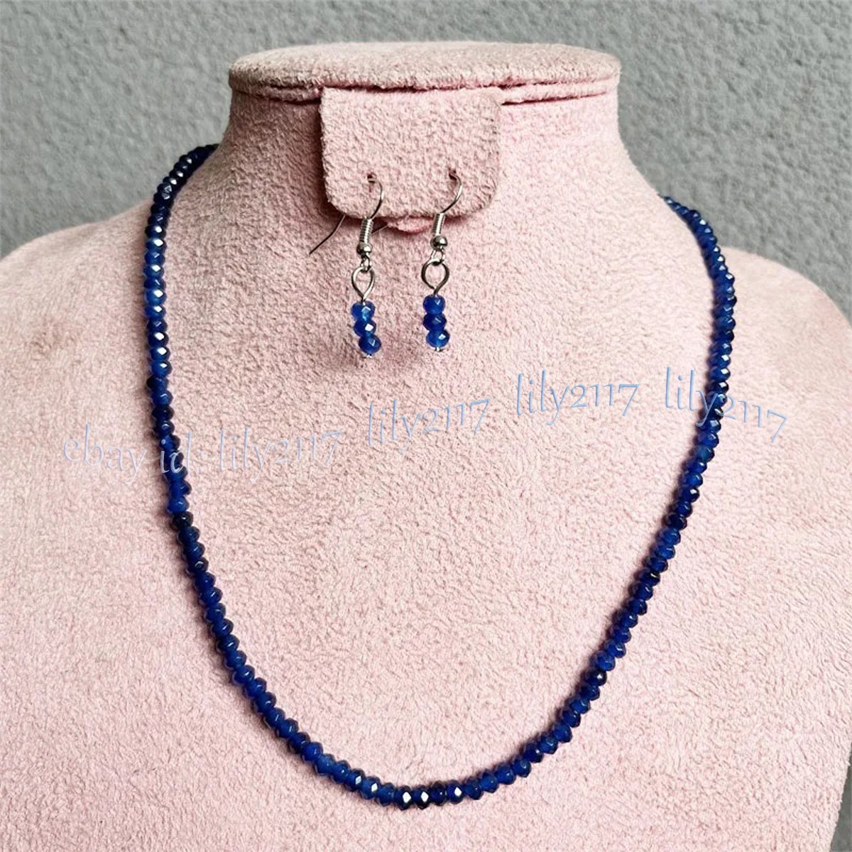 Faceted 2x4mm Natural Gemstone Rondelle Beads Necklace Earrings Set 14-36”