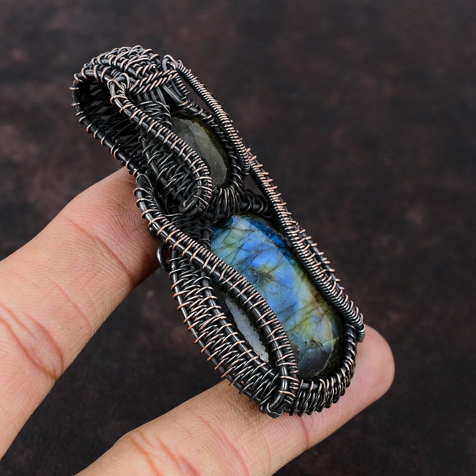 Labradorite Gemstone Jewelry Copper Love Gift Wire Wrapped Pendant 3.07″