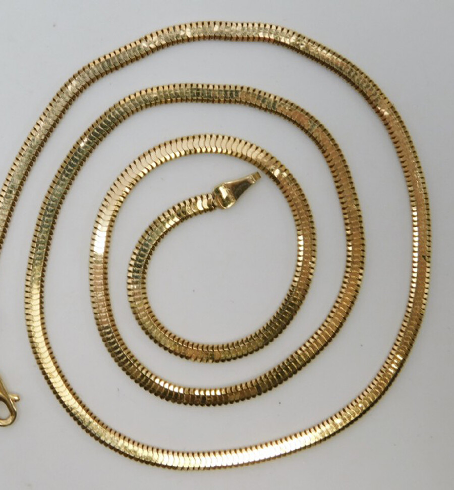Unisex 18K Yellow Gold Filled Tarnish-Resist 3mm Herringbone Chain Necklace K14