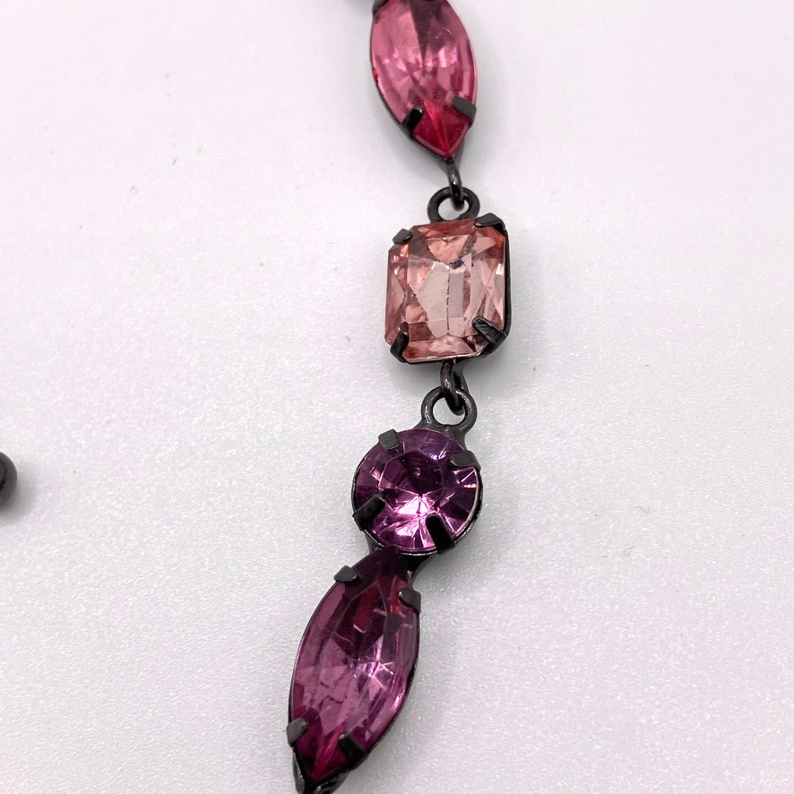 Pink Y Drop necklace black tone metal 46cm adjustable Next costume jewellery