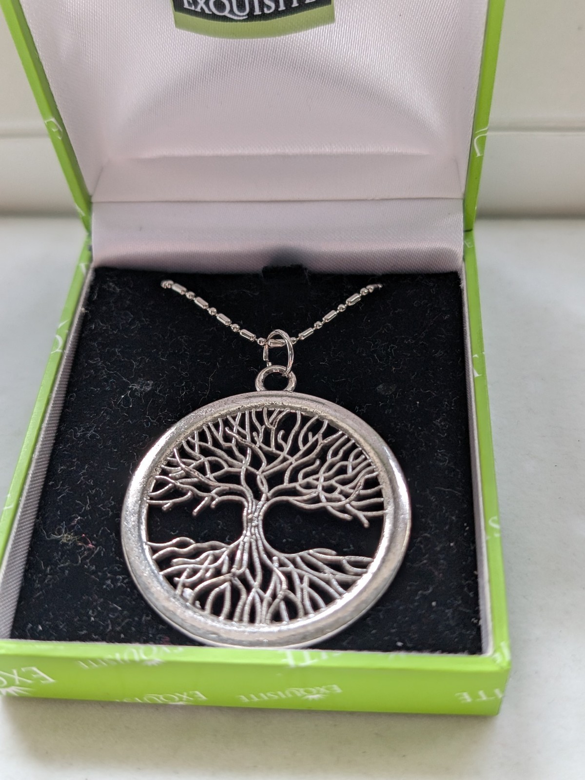 Tree of Life Pendant Diameter 40mm on Silver Tone Chain 16″ Brand NEW 13g in BOX