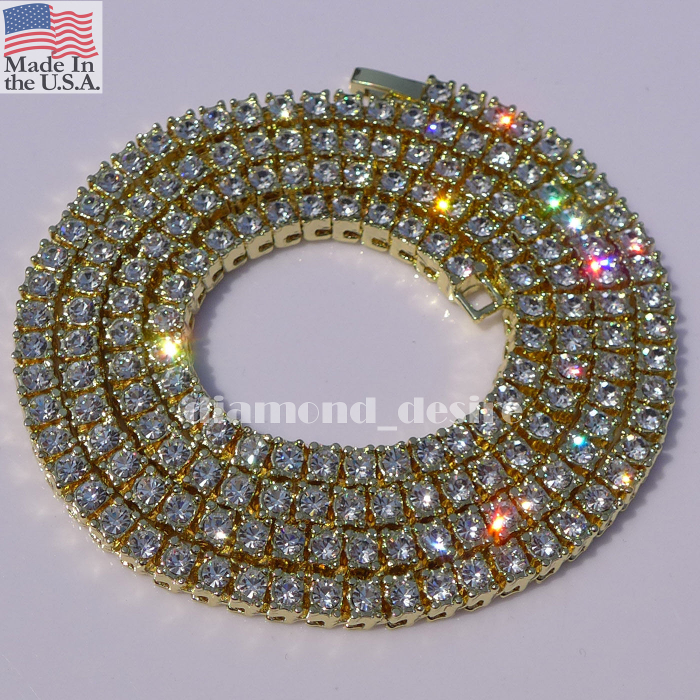 VIP 1 Row Iced Necklace Out Chain Hip Hop one row CZ Gold Plated choker Silver