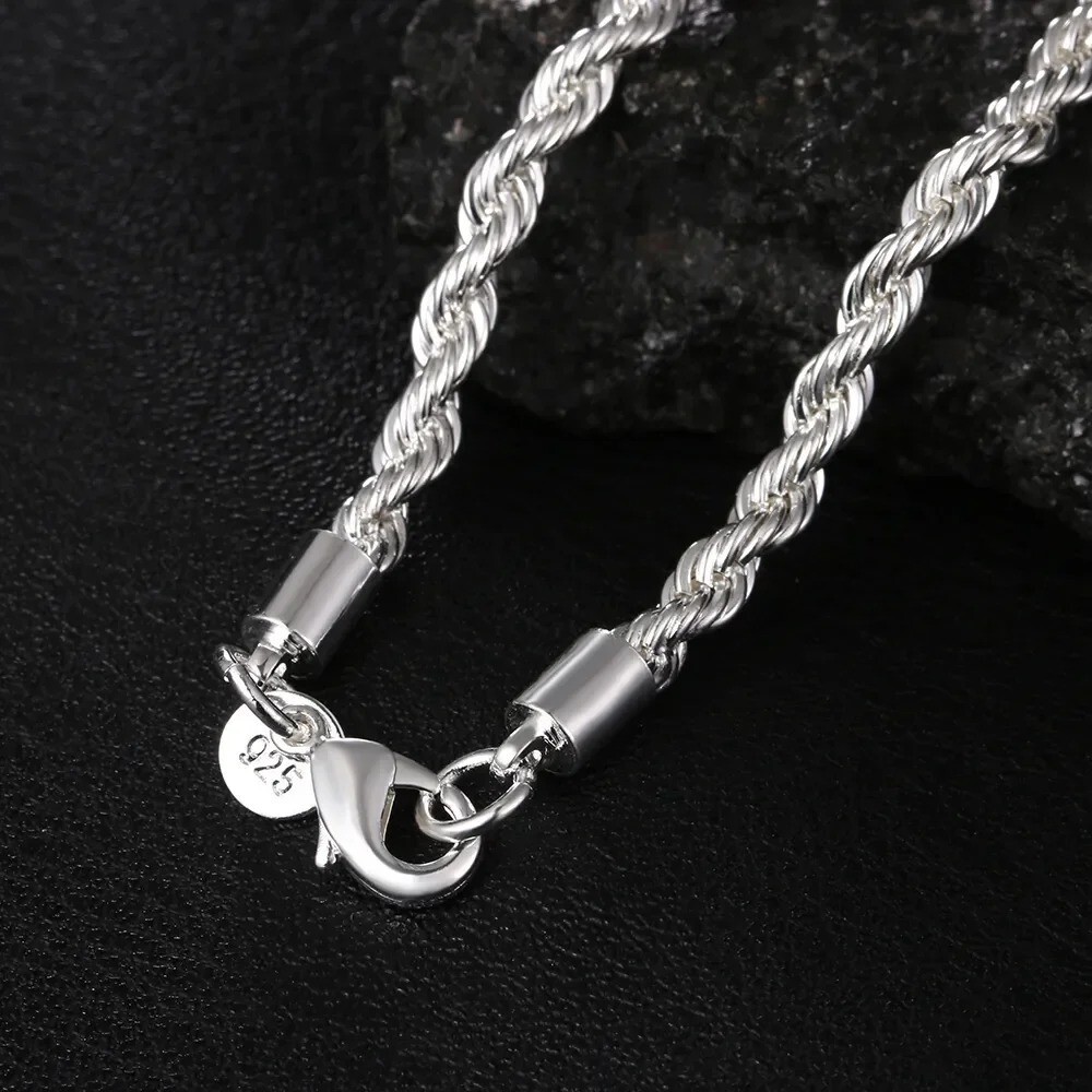 Collar Cadena De Plata 925 Para Mujeres Hombres De Alta Calidad De Moda Regalo