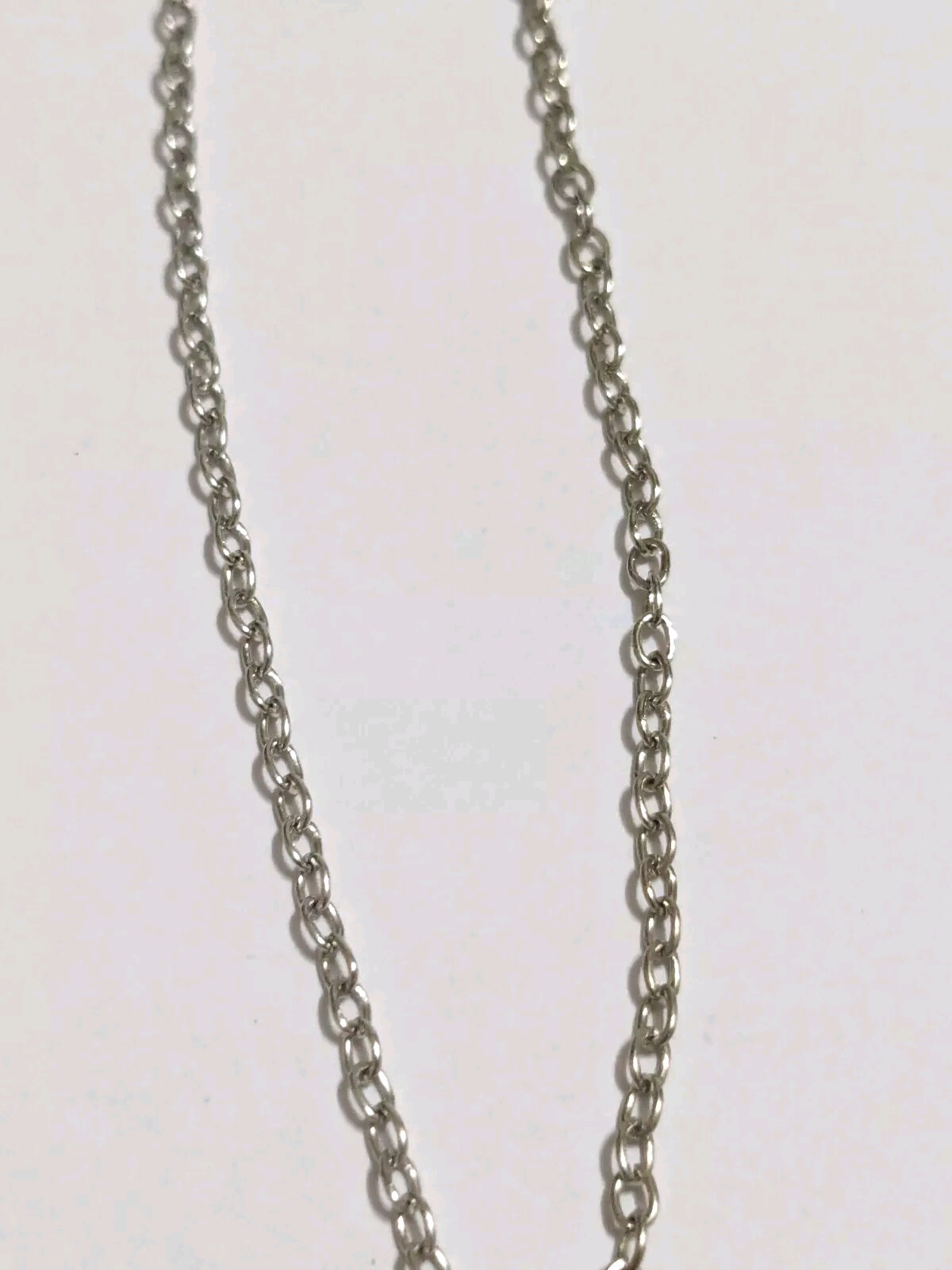 Interlinked Hearts Blue Rhinestones & Silver Tone Pendant Necklace. 16″. 2″ Ext.