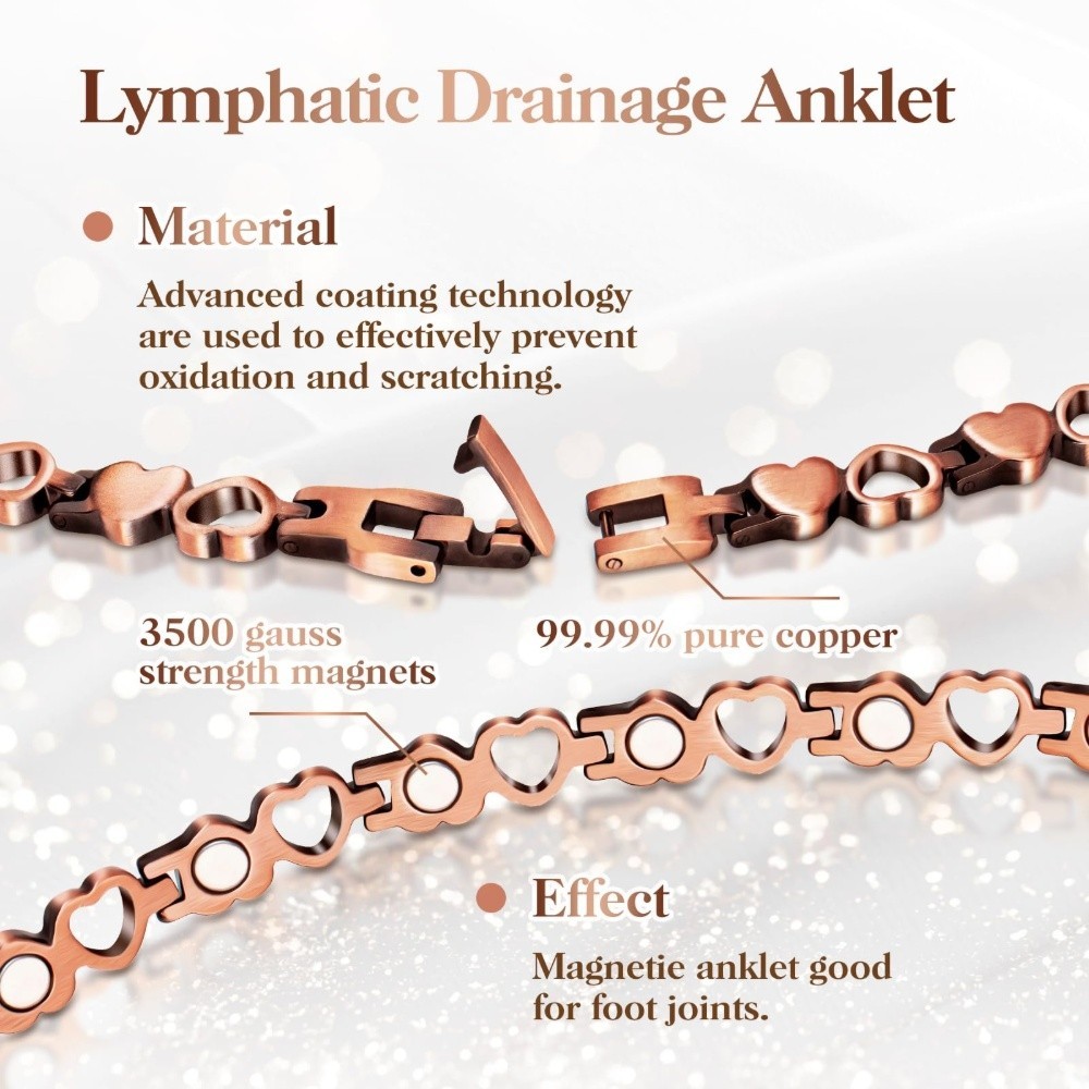 Heart Copper Magnetic Bracelet Anklet Women Balance Arthritis Pain Relief Energy