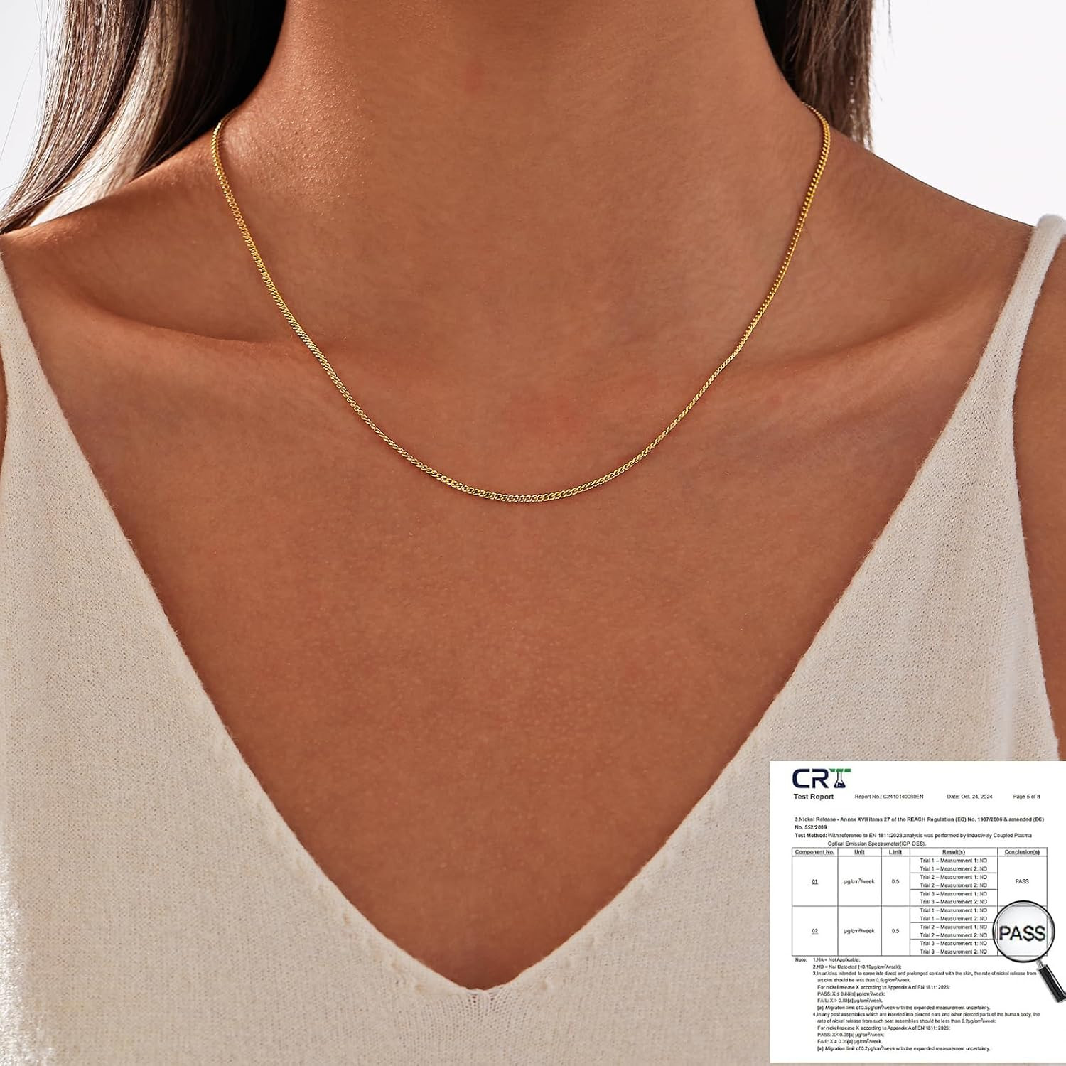925 Sterling Silver Cuban Chain Necklace for Women, 1.5Mm/2Mm Curb Thin Chains J
