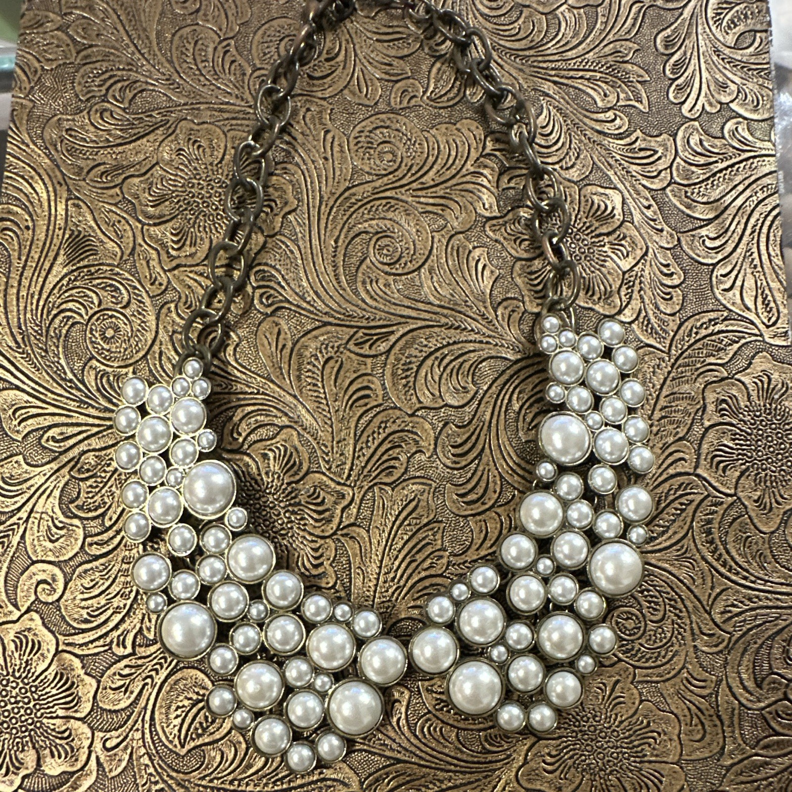 SUGARFIX by BaubleBar Faux Pearl Statement Collar Necklace, bronze Tone