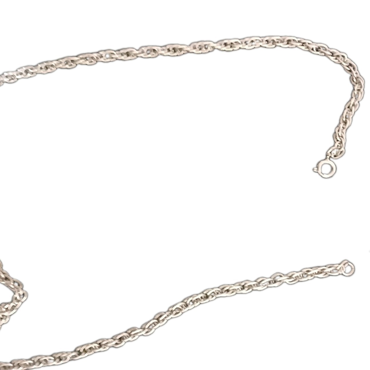 Silver Rope Chain Necklace Spring Ring Closure Metal No Stone Silver Tone 24″