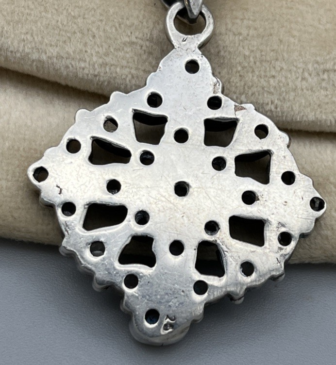 Sterling Silver Rainbow Moonstone Cluster Pendant Necklace 46cm Italian Chain
