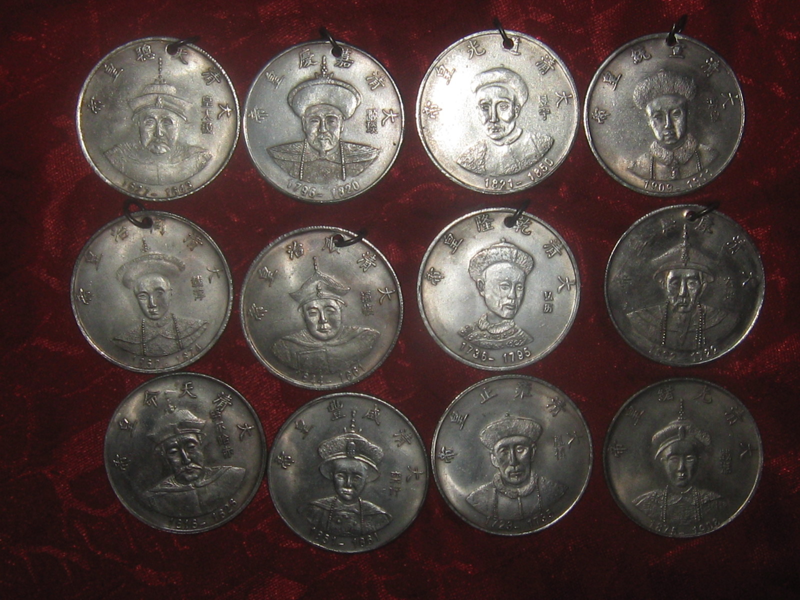 WHOLESALE LOT OF 8 OLD CHINESE DRAGON COIN CHARMS PENDANTS NECKLACES 4 COINS