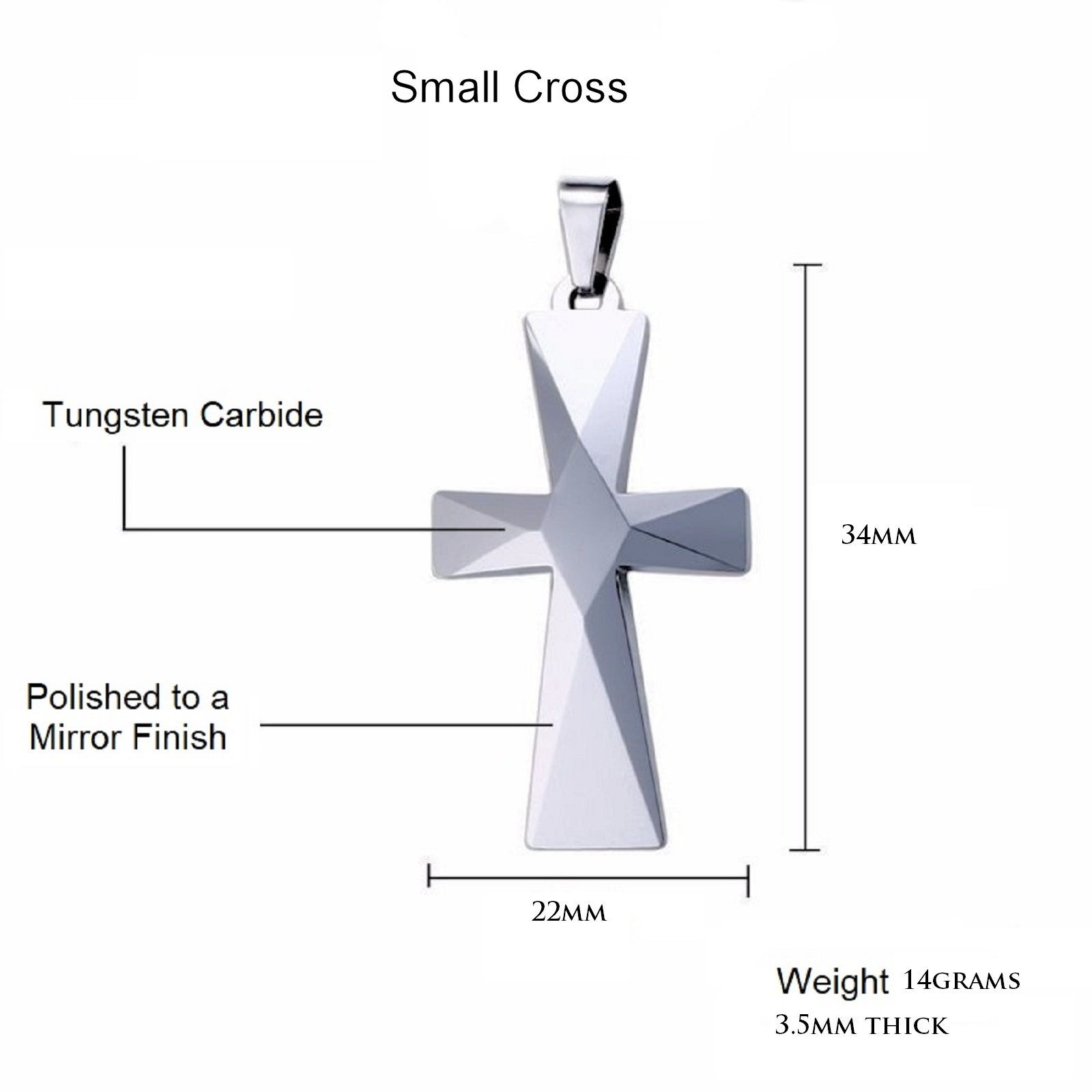 Tungsten Carbide Cross Pendants 16″-28″ Stainless Steel Cuban Chain