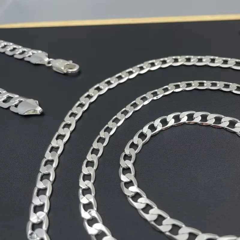 Solid 925 Sterling Silver Plated Chain Necklace Men Women Wedding Engagement Gif