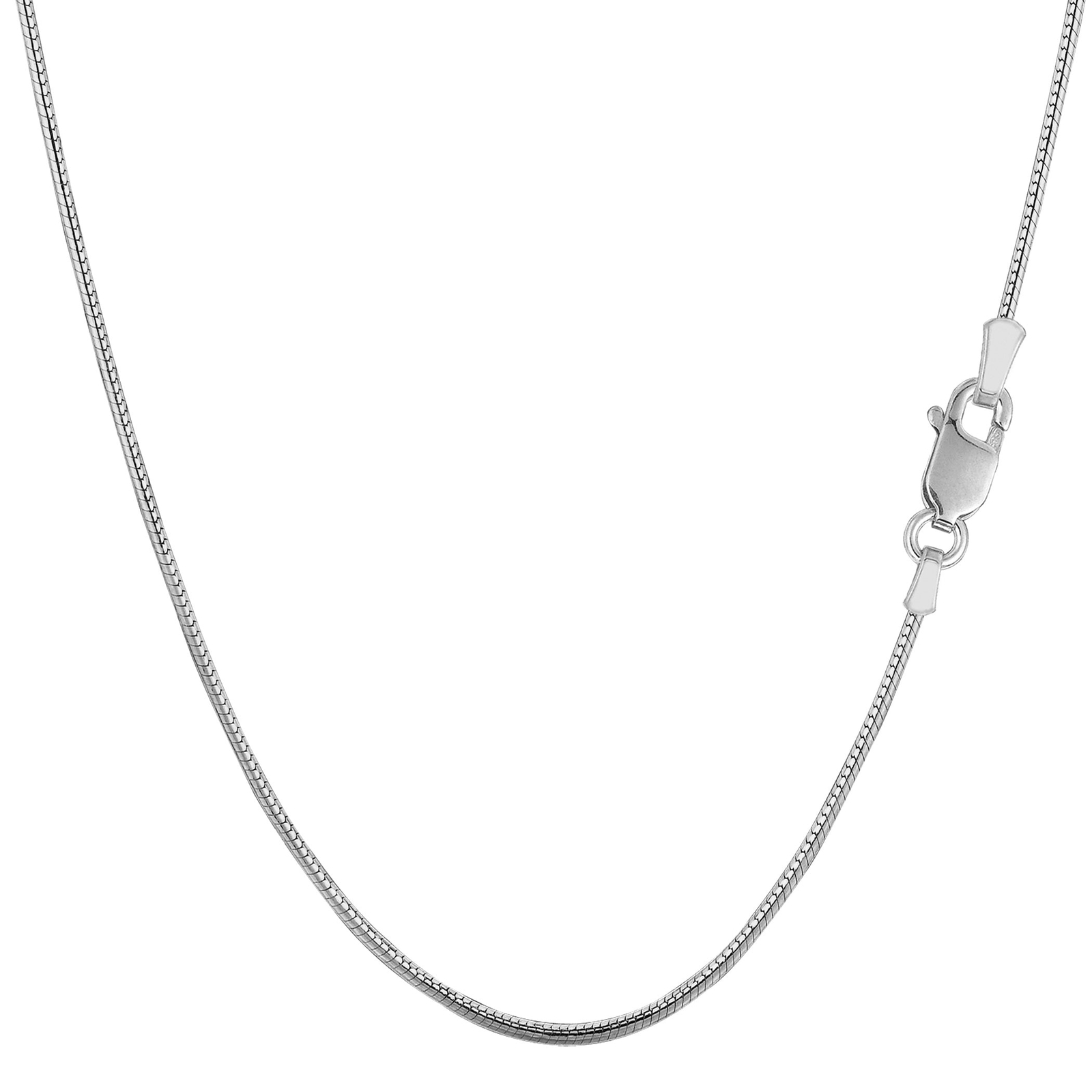 Sterling Silver Rhodium Plated Round Snake Chain Necklace, 1.1mm, 20″