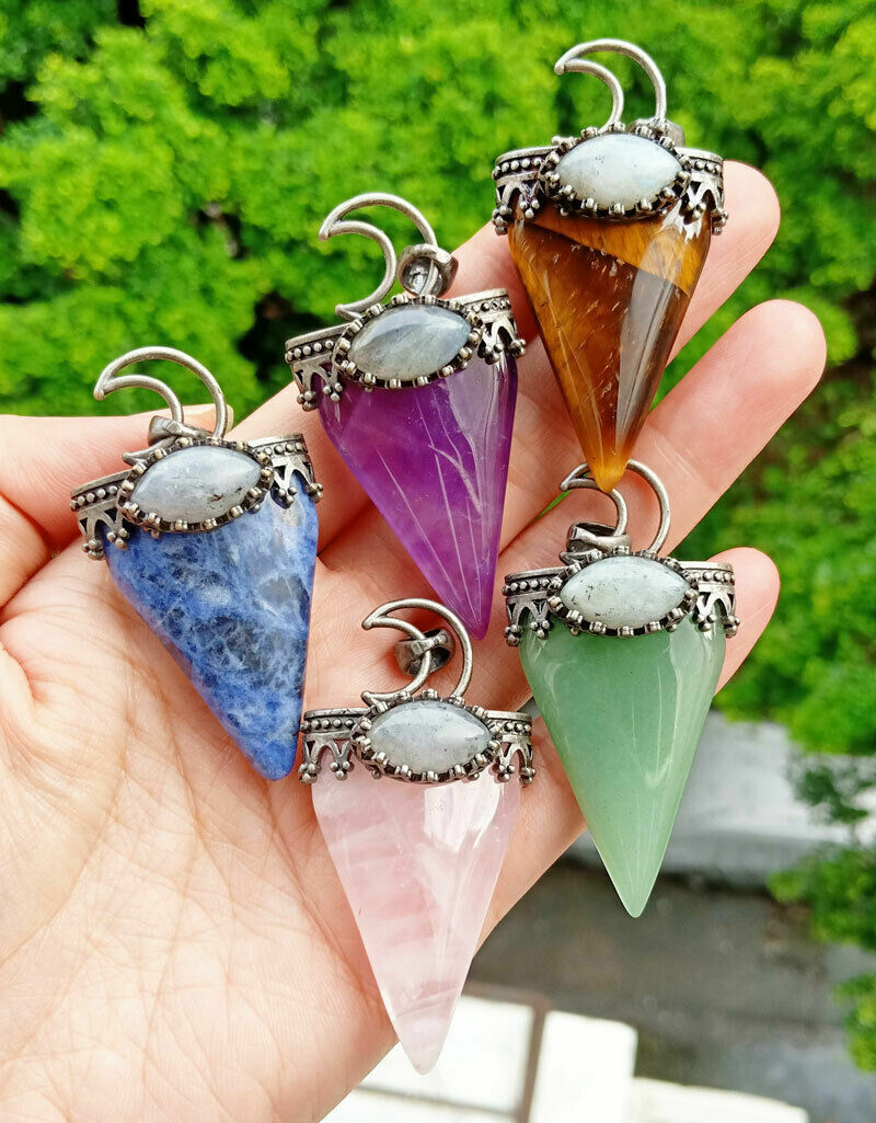 10pcs Amethyst Labradorite vary Stone Pendant Energy Chakra Reiki Healing Amulet