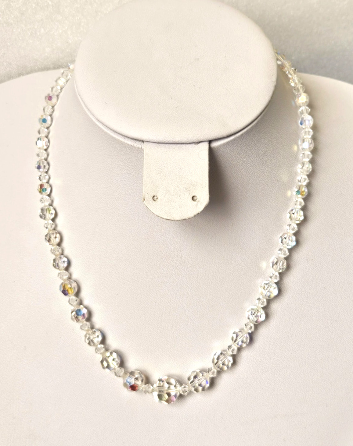 Vintage Aurora Borealis Crystal Choker Necklace with a AB Rhinestone Clasp 46cm