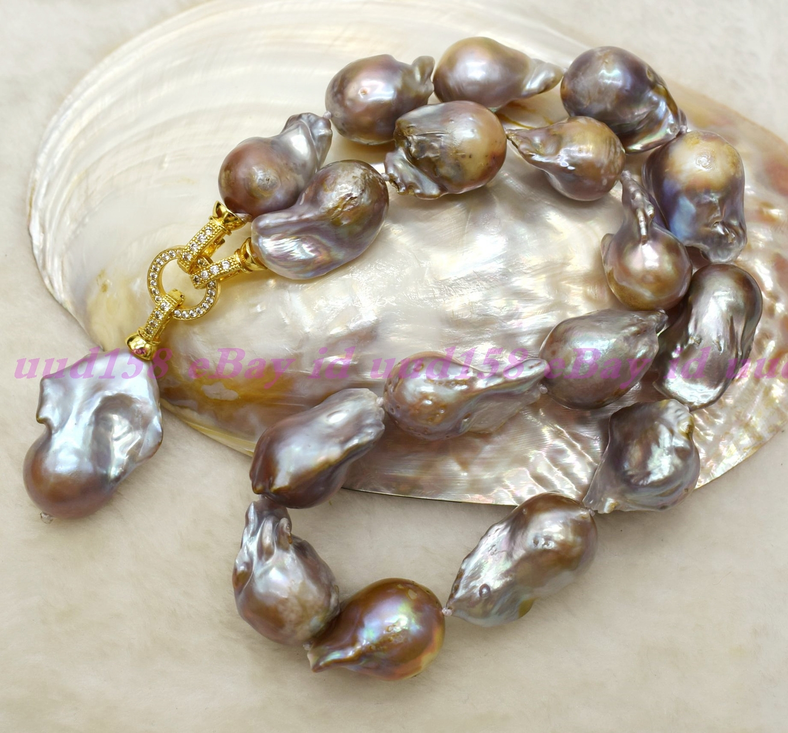 NEW HUGE NATURAL AAA++ SOUTH SEA PURPLE BAROQUE PEARL NECKLACE 18″