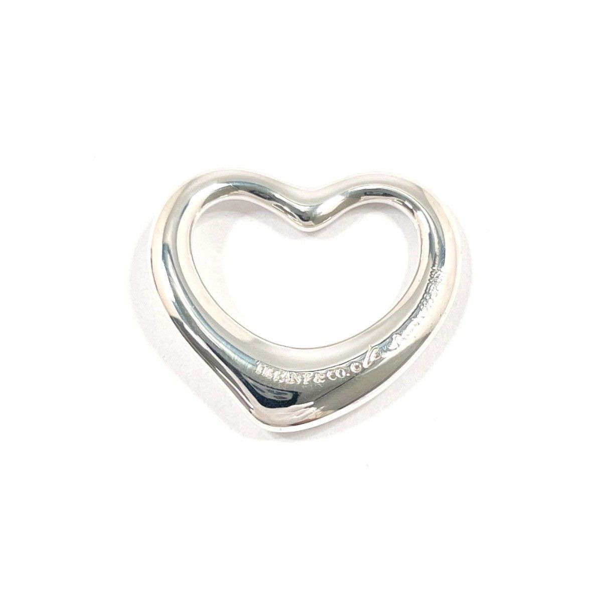Tiffany & Co Pendant Top Open Heart Necklace Silver Tone ONE SIZE Used