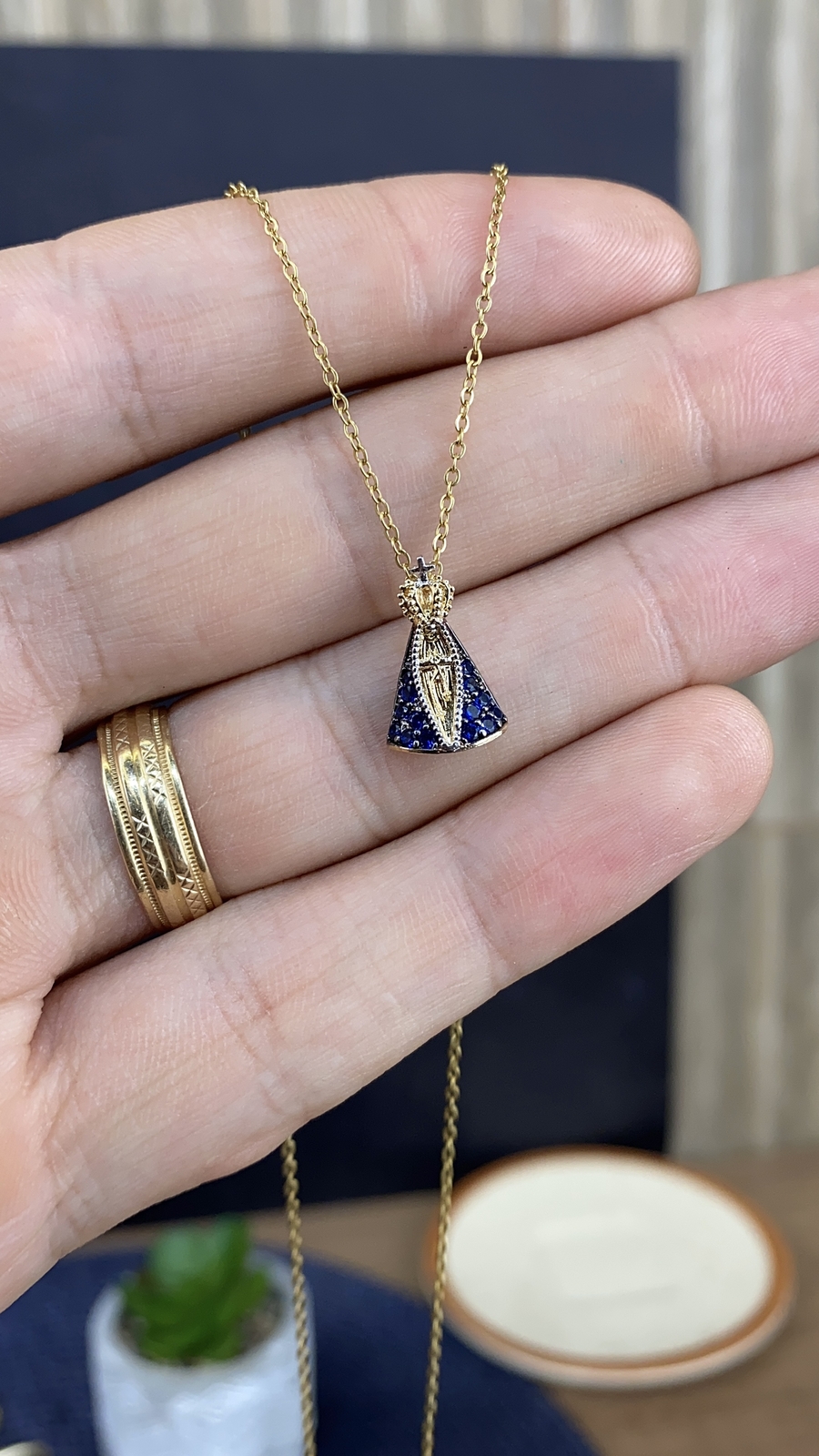 Colar e Pingente de Nossa Senhora Aparecida 18K Gold Filled Elegant Necklace 18″