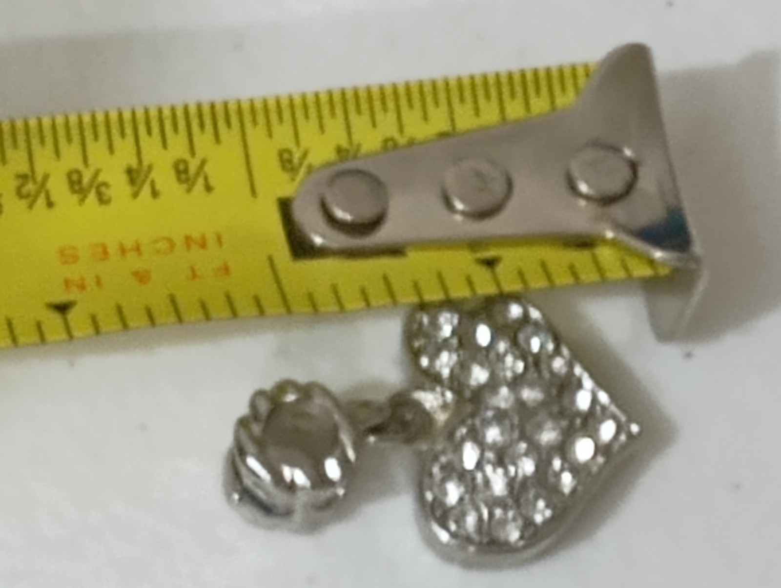 Flawless Silver Tone Crystal Encrusted Charm Heart Slide Charm Pendant ~1in CP01