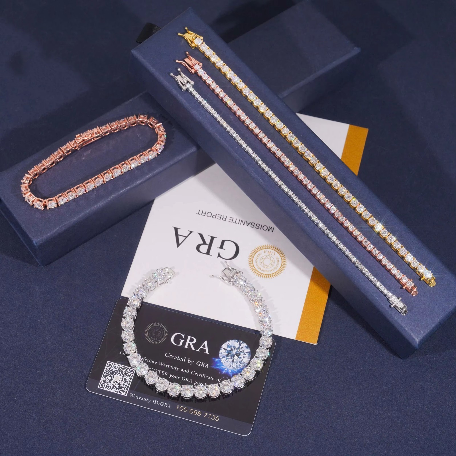 2-6.5mm D Color VVS Moissanite Tennis Chain Necklace Bracelet Gift S925 Silver