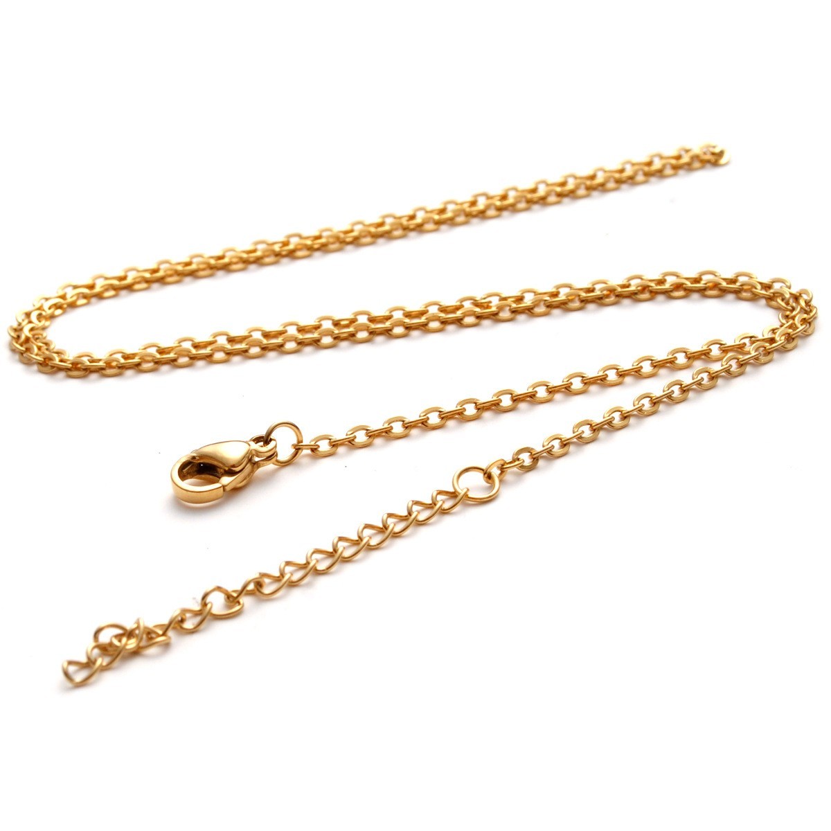 2Pcs Silver Gold Stainless Steel 1.6mm O-Link Chain Necklace Fashion Jewelry DIY