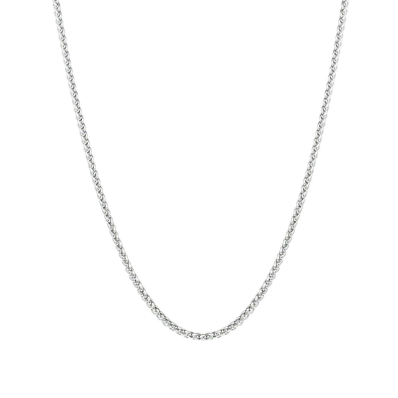 2.5mm/4mm Silver Stainless Steel Wheat Chain Necklace Jewelry for Men (2.5mm-…