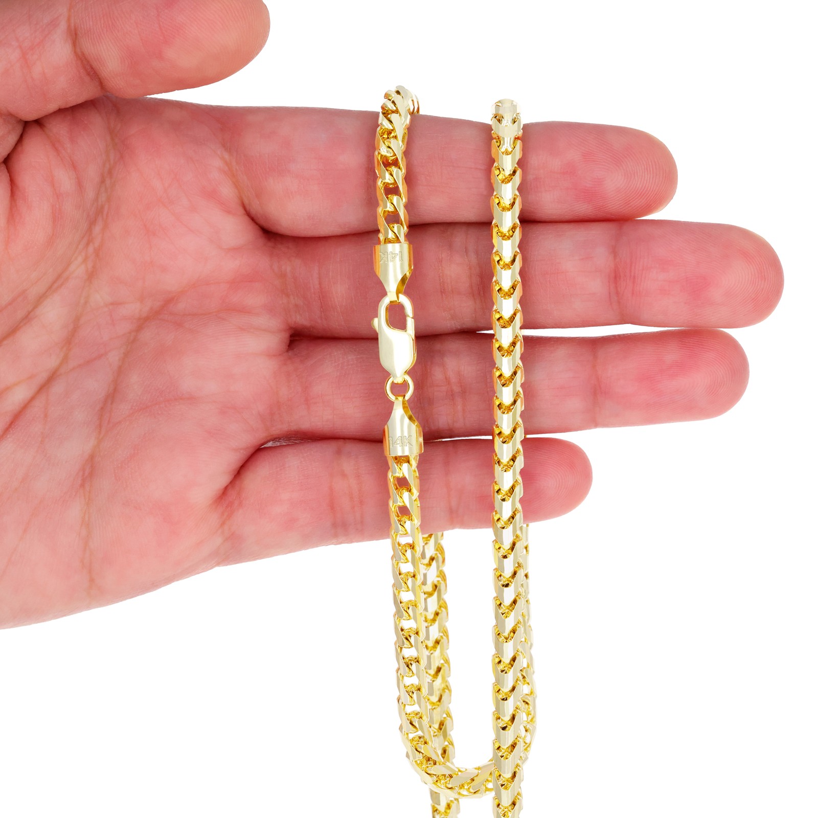 14K Yellow Gold Solid Franco 1mm-6mm Diamond Cut Chain Necklace Bracelet 7″-30″