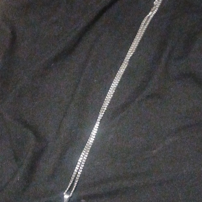 Stainless Steel Chain Necklace Cross Pendant Diamond Accent