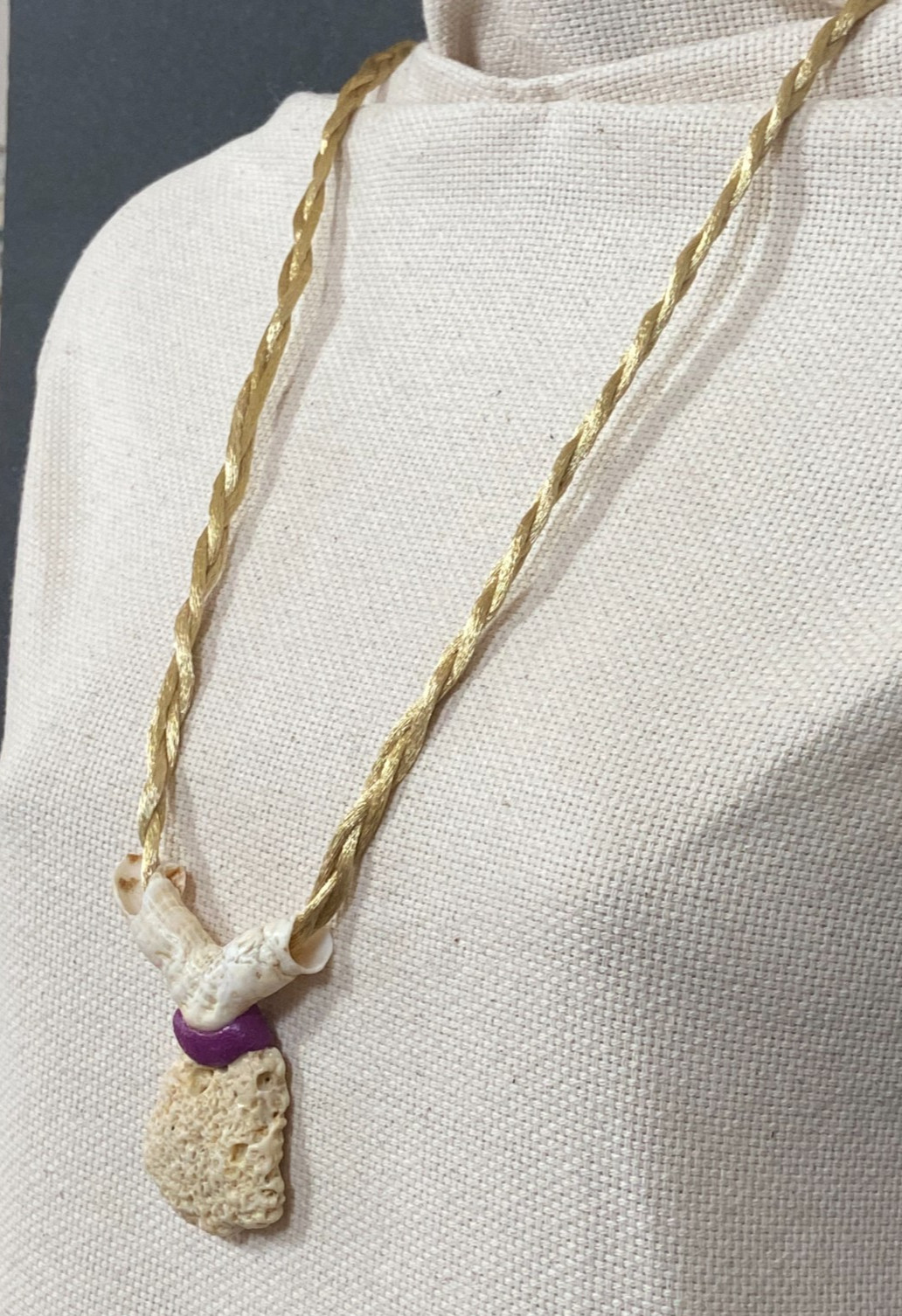 Handcrafted Coral Pendant Necklace – Adjustable Satin Cord with Dancing Figure