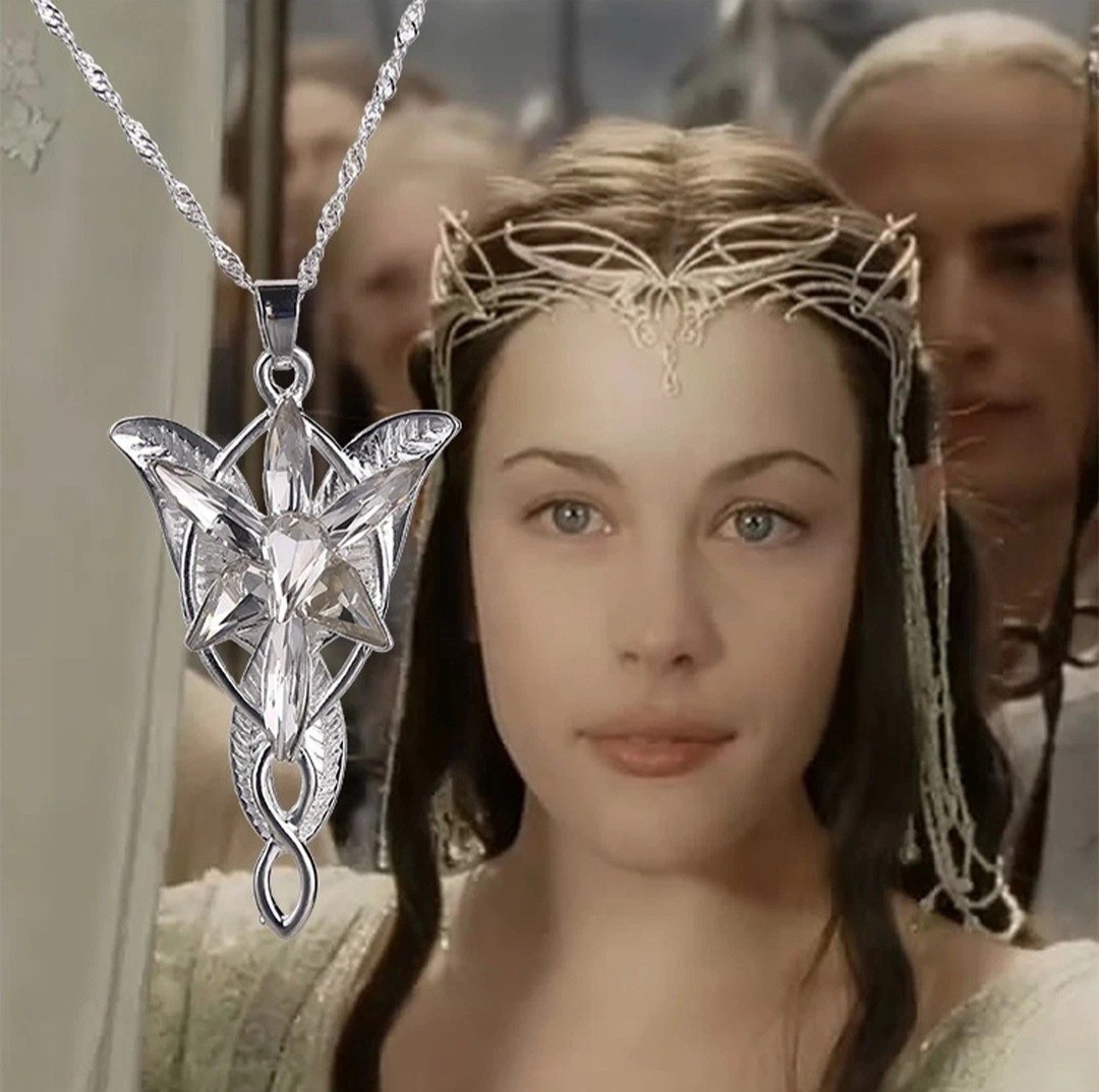 Lord Of the Rings Evenstar Silver Necklace Arwen Aragorn Elven LOTR + Gift Bag