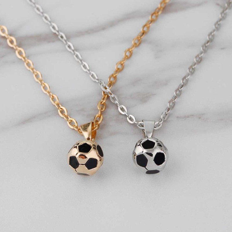 FOOTBALL Necklace Chain Pendant Gold/Silver Sports Soccer Fan Kids Adults
