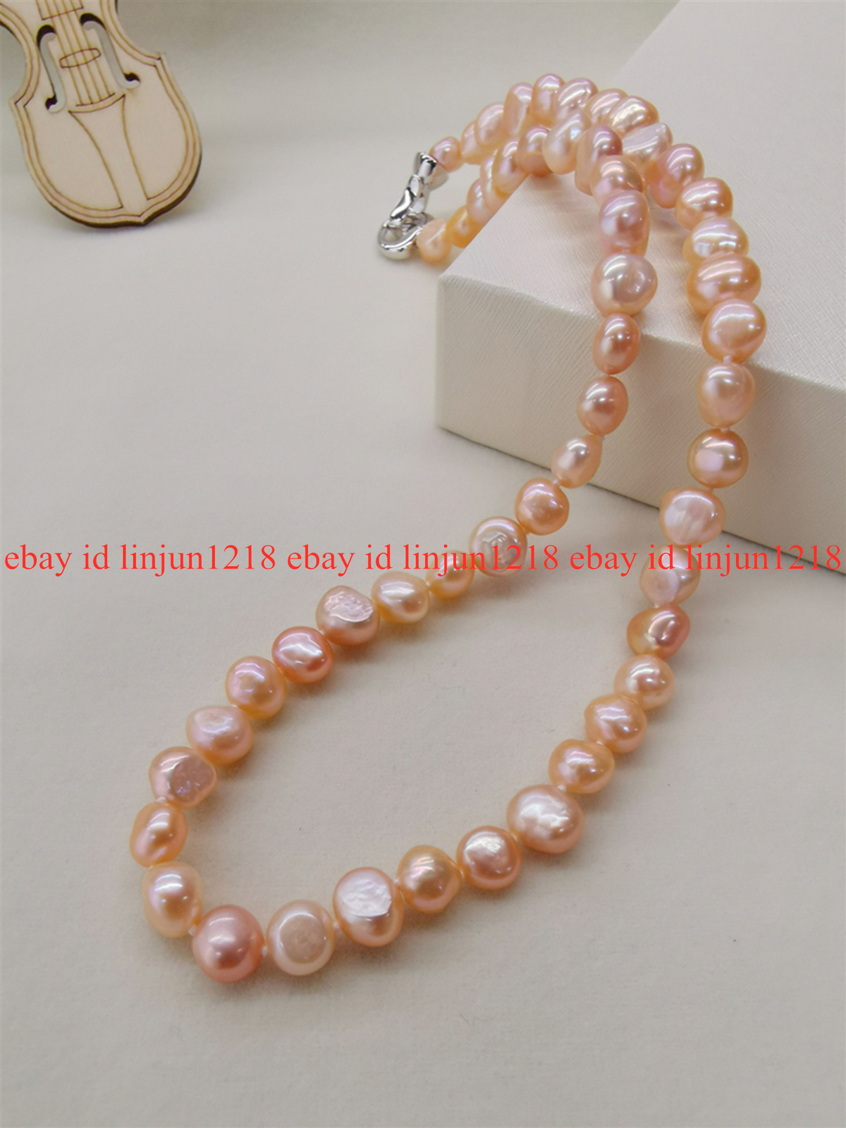 Natural 8-9mm White Pink Purple Freshwater Baroque Pearl Necklace 18″ A+