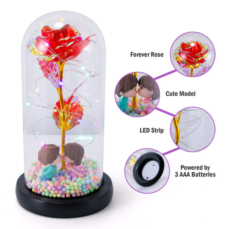 Beauty and The Beast Rose LED Enchanted Galaxy Rose Eternal Flower Lighted Décor