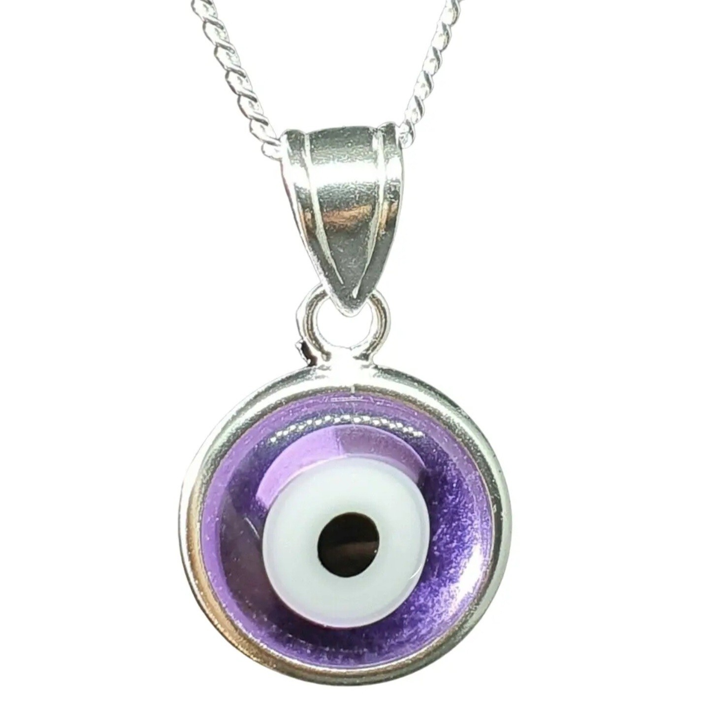 Evil Eye Pendant Amethyst Nasar Necklace Ethereal 925 Silver Jewellery & Boxed