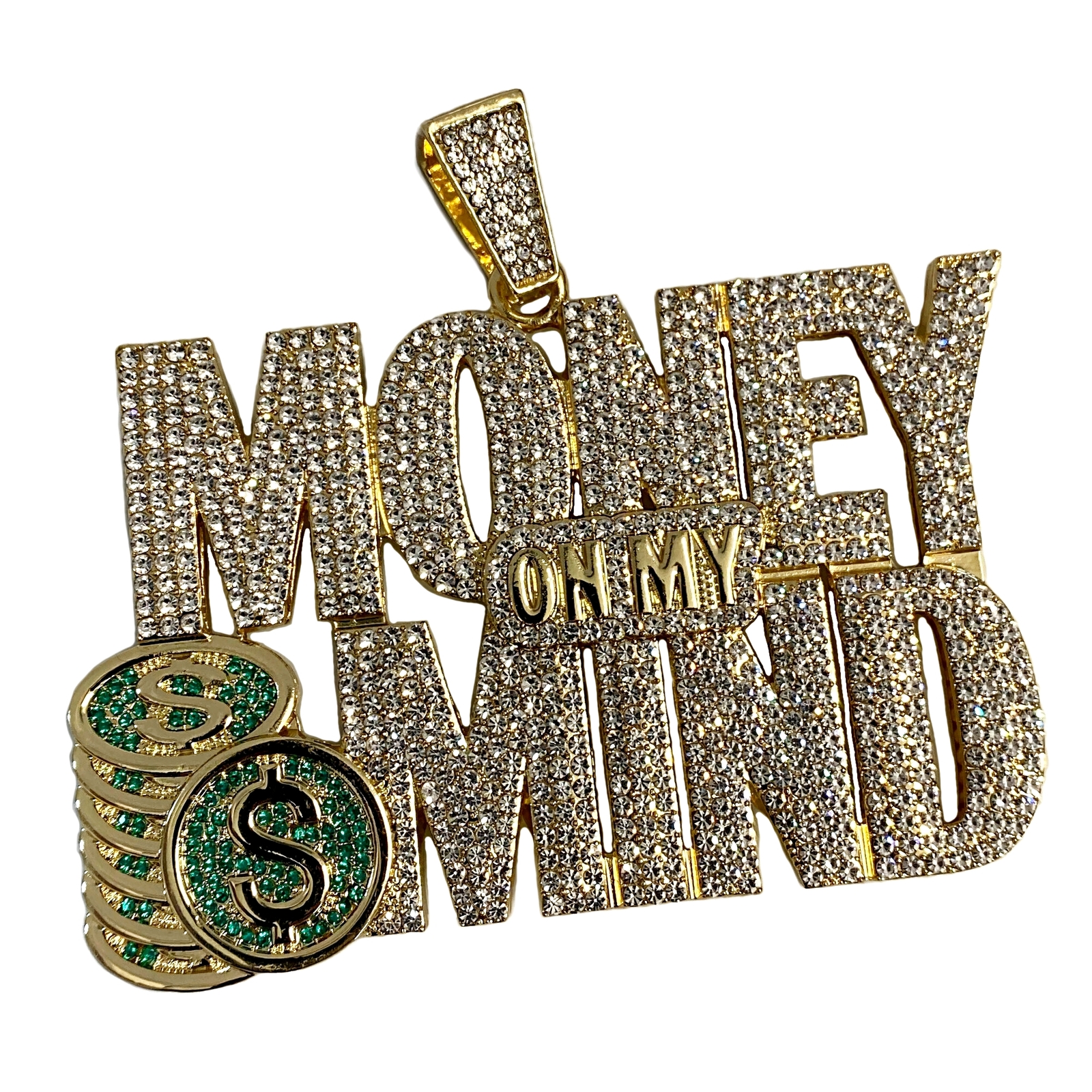 14K Gold Plated Huge Money on My Mind Jumbo Hip Hop Pendant Iced Simulated CZ