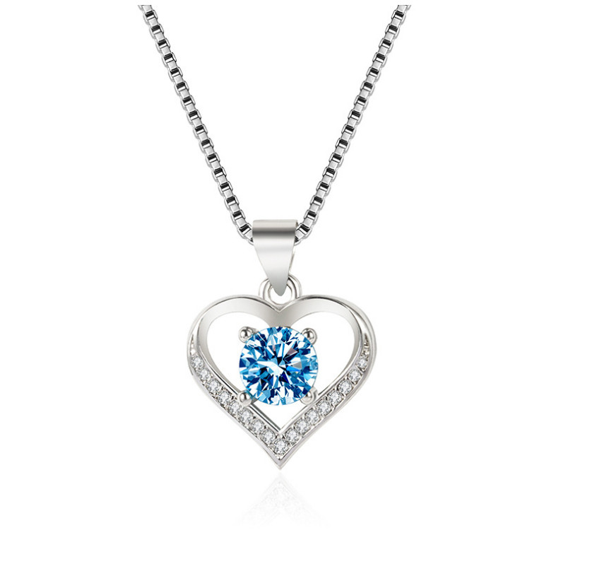 Women Girl Sterling Silver Plated Heart CZ LOVE Pendant Necklace 18″ Chain Gift