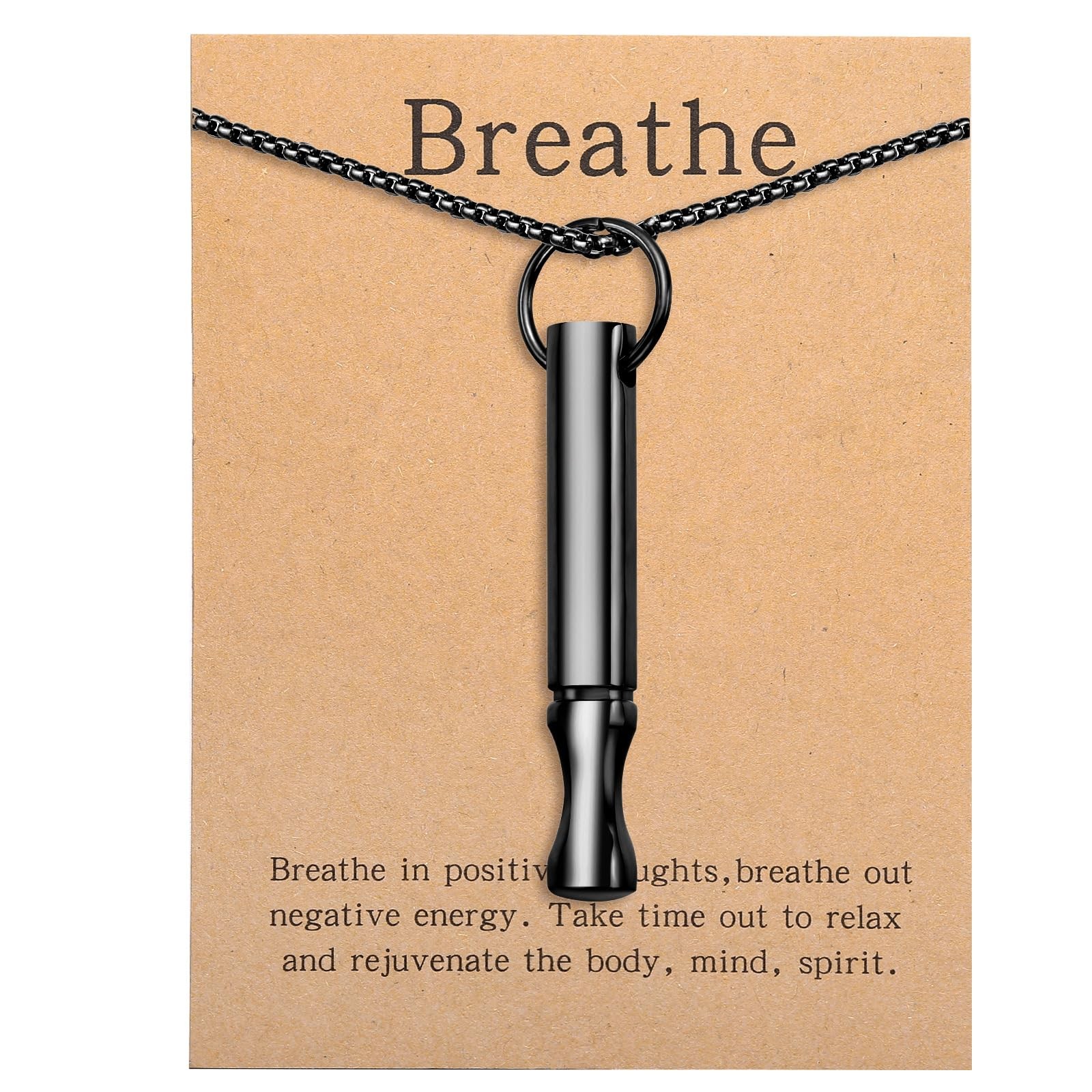 CANDYFANCY Black Meditation Breathe Neckalace For Women Men Mindfulness Breat…