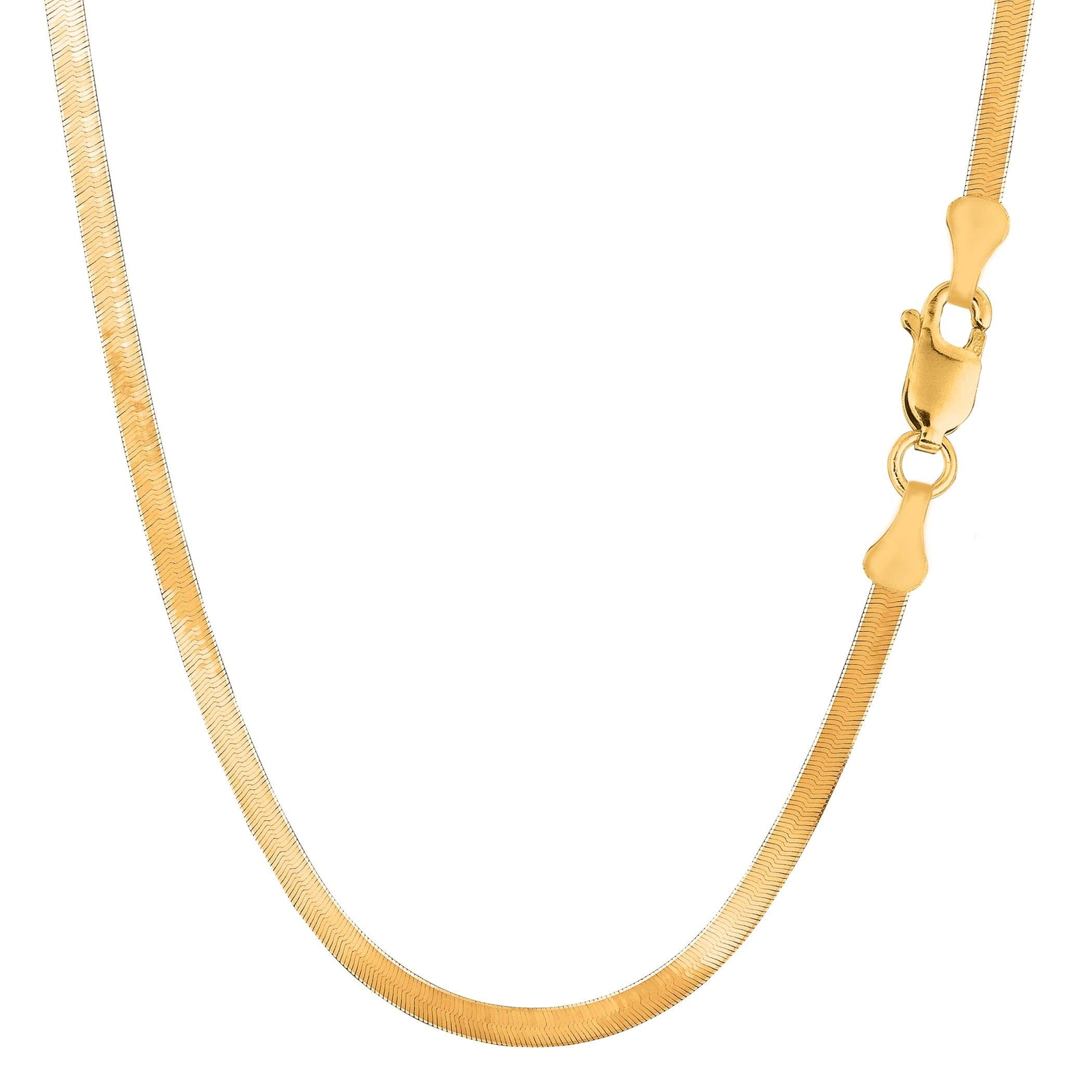 14k Yellow Solid Gold Imperial Herringbone Chain Necklace, 3.0mm (8 Inches)