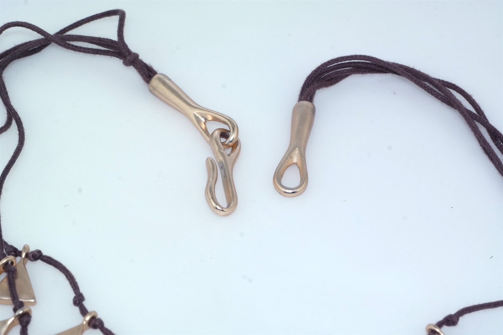 Artisan BIEN FAIT OOAK Brass Triangular Tassel Bib Necklace with pouch