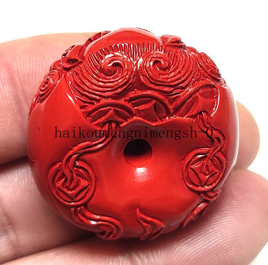 China Red Cinnabar Hand-Carved PiXiu Pendant Necklace Lucky Amulet