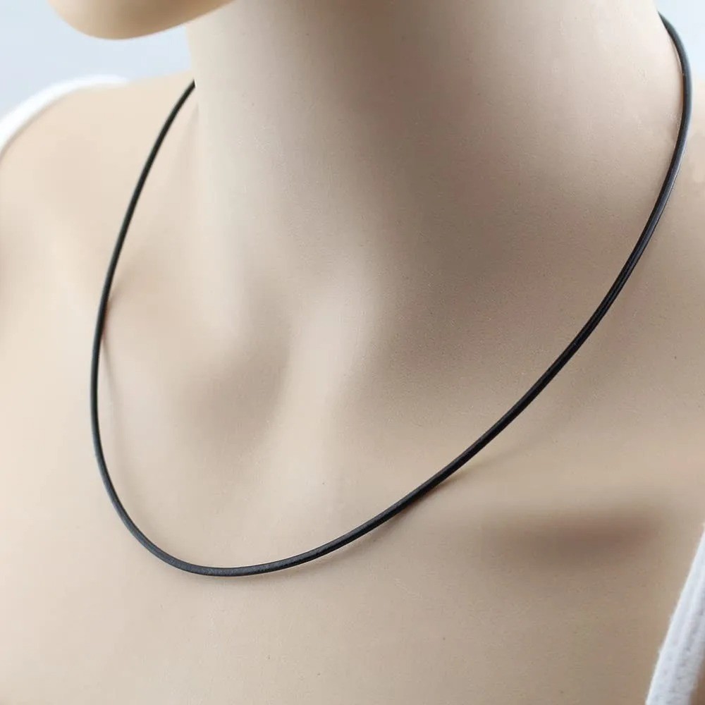 Black Leather Braided Rope Chain Necklace Cord Stainless Steel Clasp DIY Craft