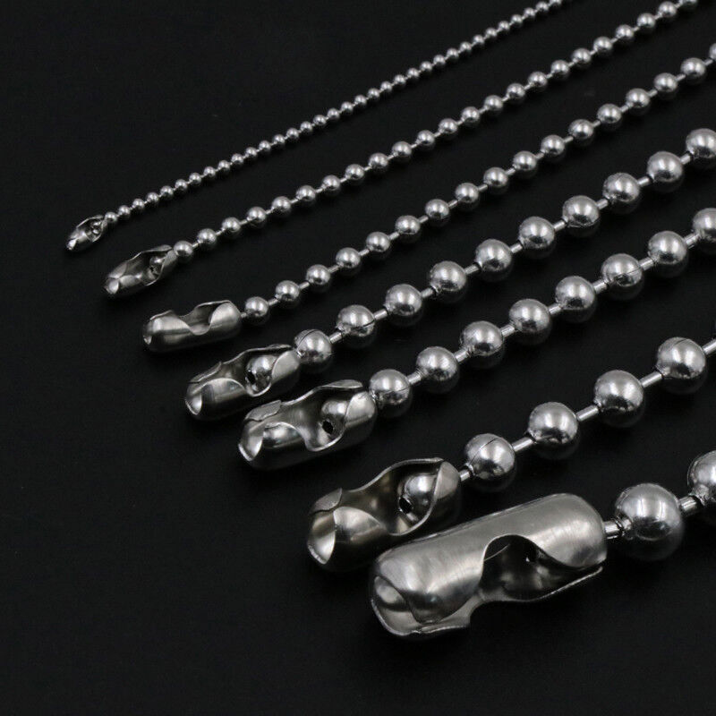 1.5mm-10mm Bead 304 Stainless Steel Ball Necklace Chain Silver Sold By Meters