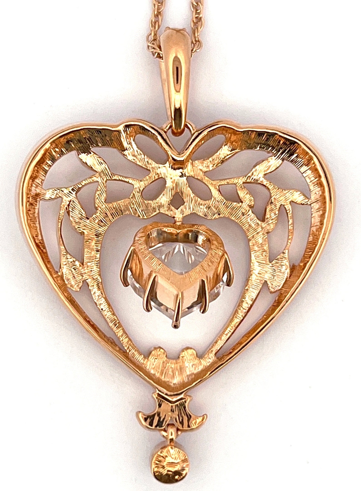 April Birthstone Gold Plated Necklace Set With A Heart Shaped Diamond Crystal